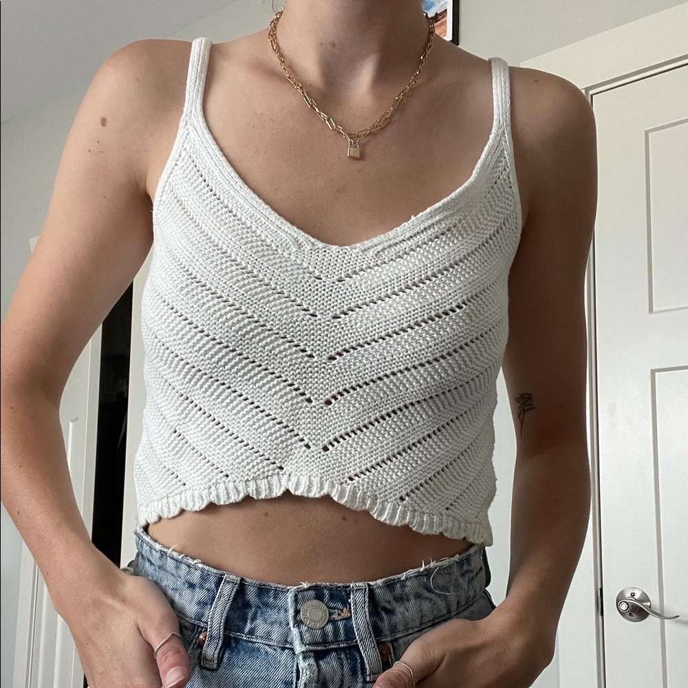 Princess Polly white croquet crop top / tank top